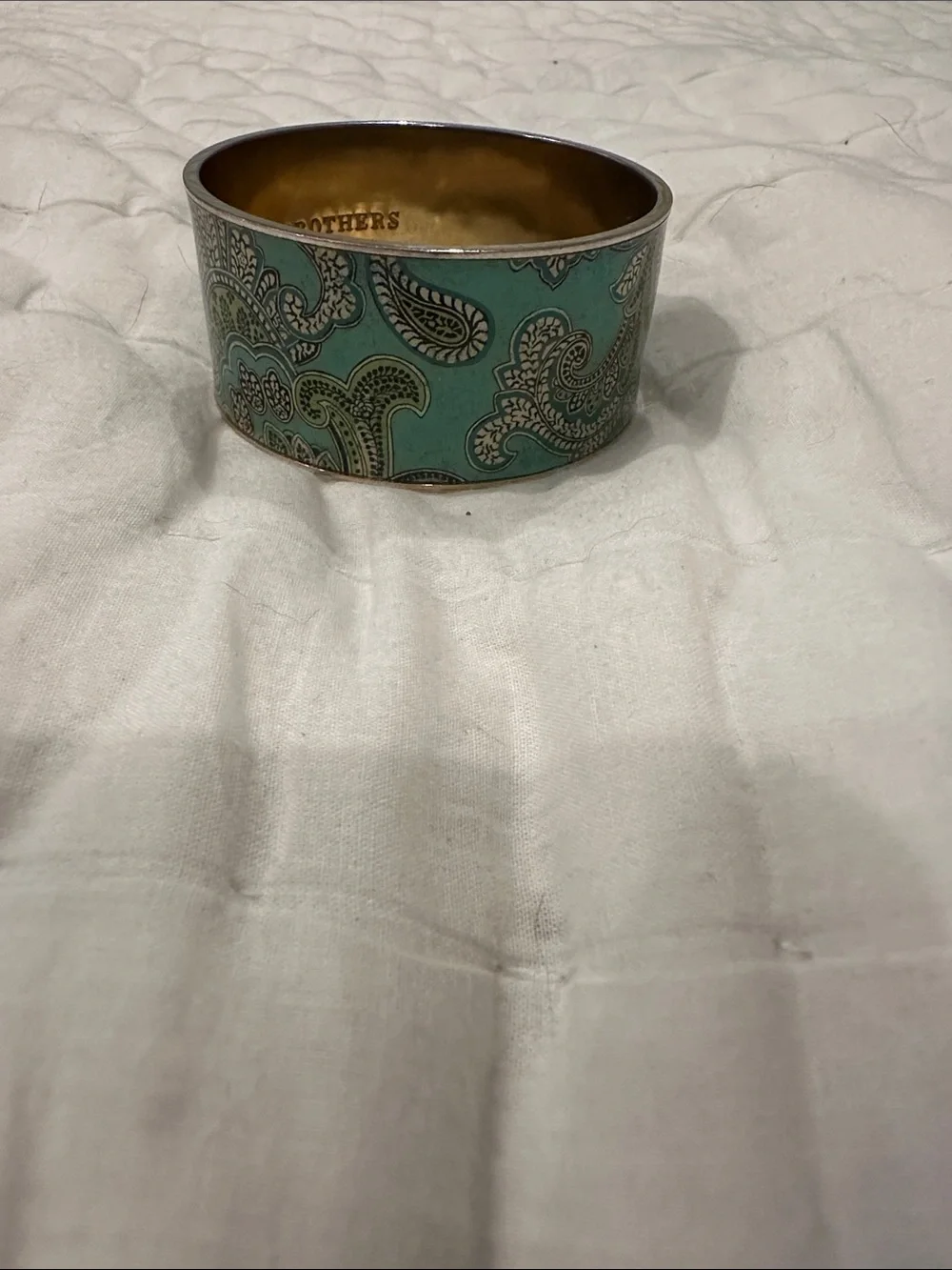 Brooks Brothers Turquoise Paisley Enamel Cuff Bracelet